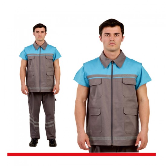 Erkek - Üst Kıyafet-YELEK FOSFORLU İKAZ YELEĞİ 100/100 PAMUK 245 GR