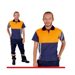 Erkek - DRYTOUCH ÖRME FOSFORLU ÇİFT RENKLİ POLO YAKA TŞÖRT