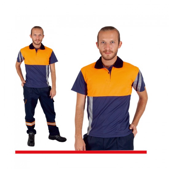 Erkek - DRYTOUCH ÖRME FOSFORLU ÇİFT RENKLİ POLO YAKA TŞÖRT