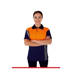 Kadın-DRYTOUCH ÖRME POLO YAKA FOSFORLU ÇİFT RENKLİ